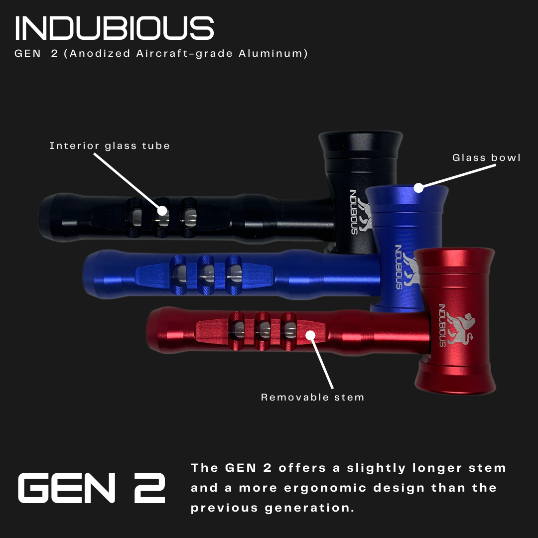 Indubious Gen 2 Hand Pipe. Interior Glass tube. Glass bowl metal pipe. Removable stem. Indubious ok. INDUBIOUS Oklahoma